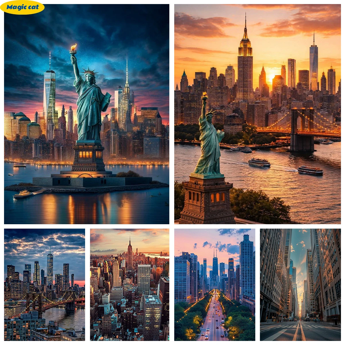City Skyline DIY Diamond Painting New York Scenery 5D Diamond Embroidery Modern Urban Setting Home Room Decor Gift