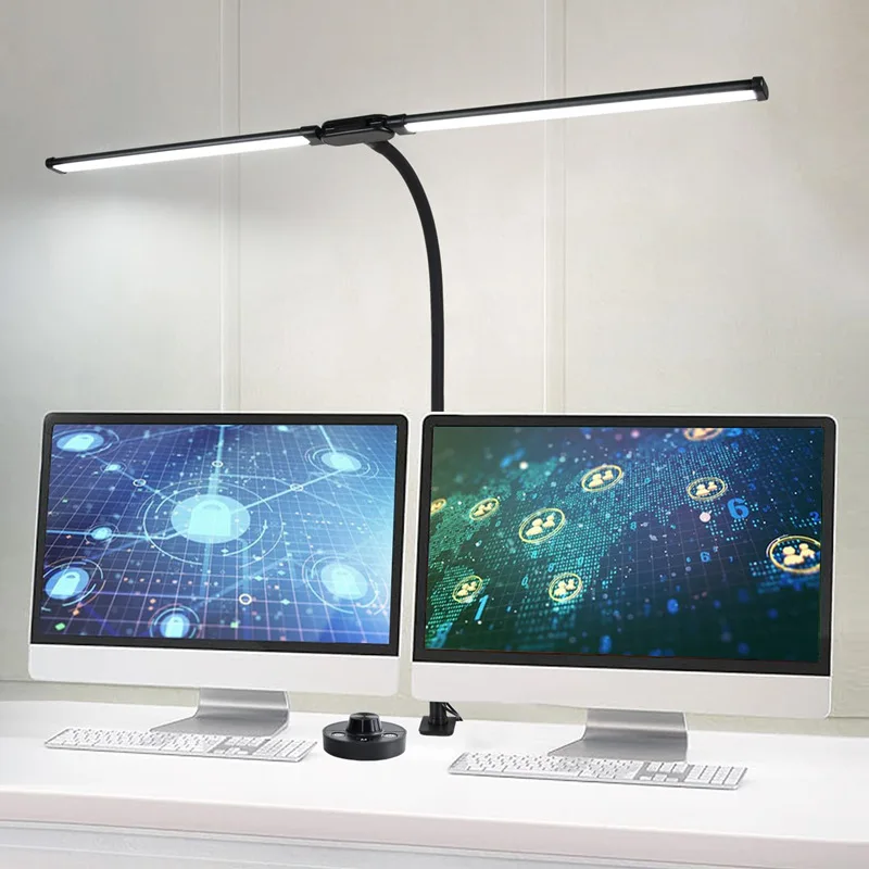 Lampa biurkowa LED z podwójną/pojedynczą głowicą Możliwość przyciemniania Monitor PC Lampy stołowe USB Lampy do czytania Ochrona oczu 3 tryby kolorów do biura