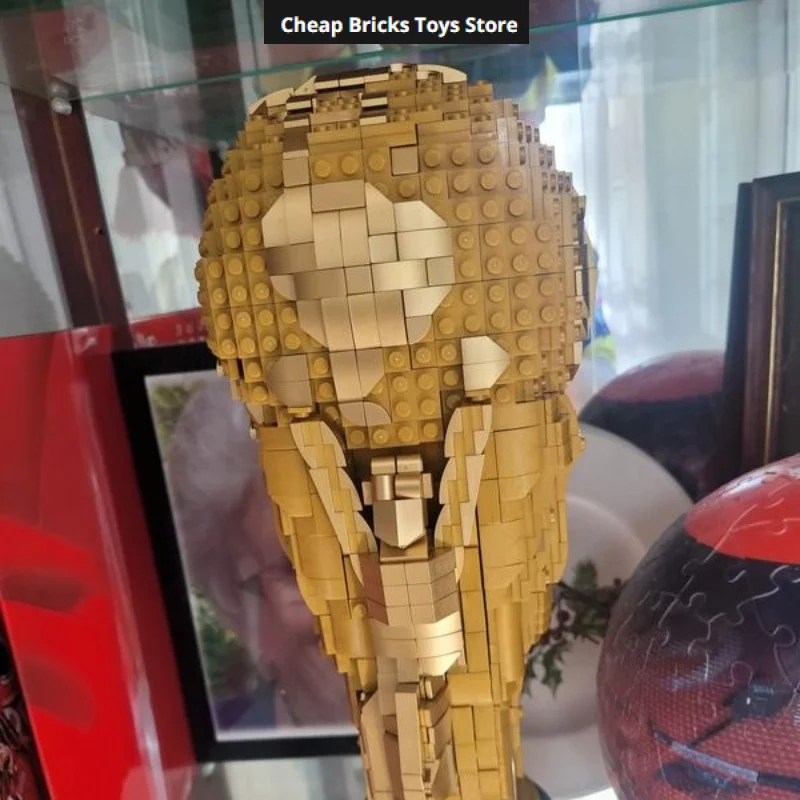 Image of Goldener Siegerpokal Fußball-Award-Baumodell Neue Champion-Trophäe Bausteine 2842 Teile Weihnachtsgeschenk für Erwachsene Spielzeug