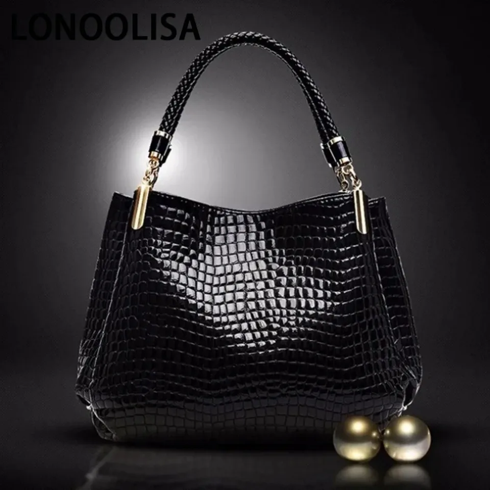 

Сплошной цвет, женская сумка, роскошная классическая сумка высокого качества с крокодиловым узором, брендовая дизайнерская сумка через плечо большой вместительности