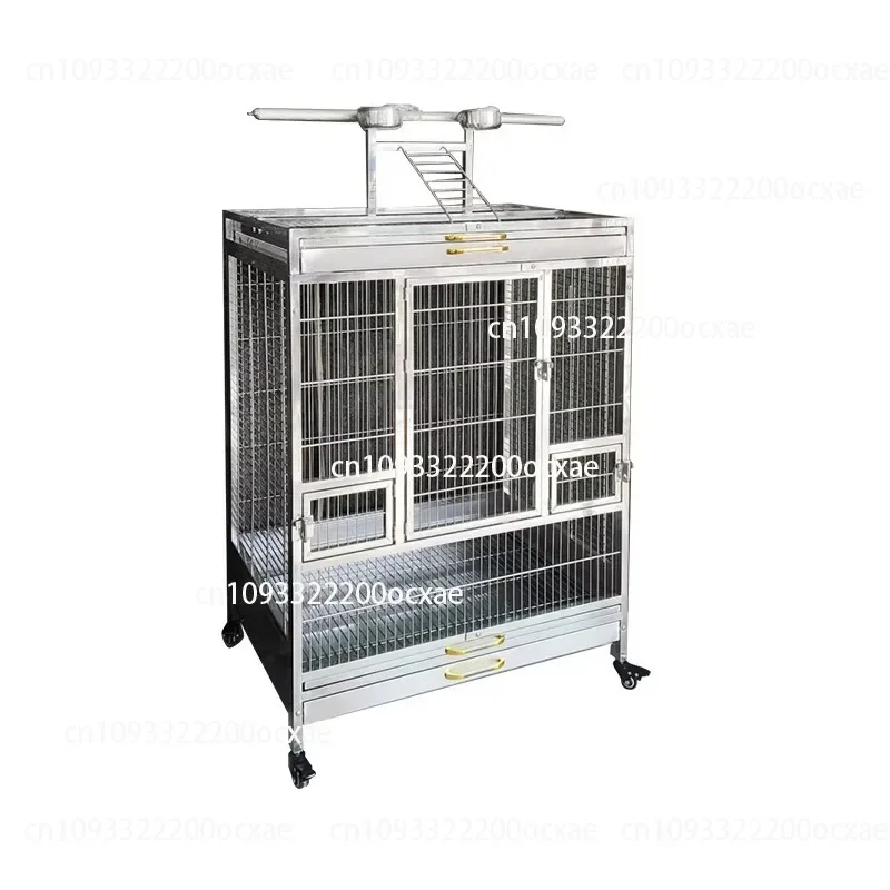 304 Stainless Steel Luxury Villa Bird Cage Breathable Animal Pattern Large Splash Proof Bird Cage