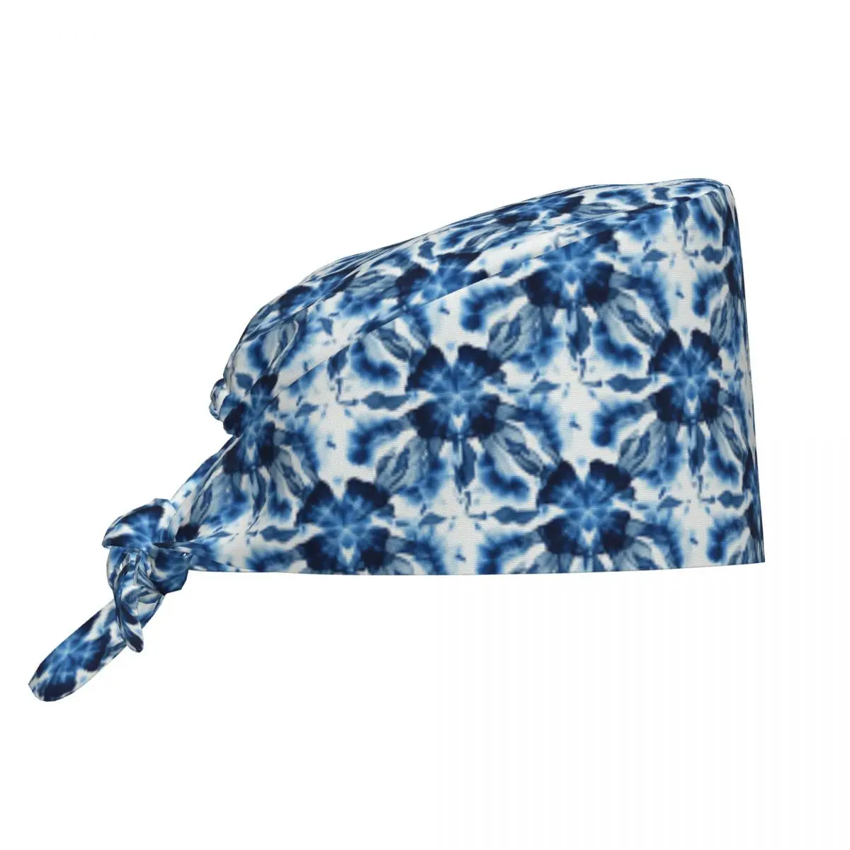 Work Scrub Cap Seamless Tie-dye Pattern Of Indigo Color (3) Nursing Hats For Unisex Women Long Hair Working Caps Adjustable Cap