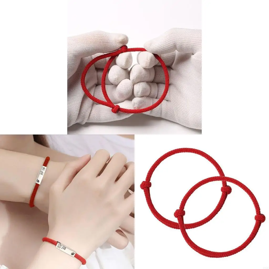 195C 2x Handmade Simple Matching Bracelets Lucky Kabbalah Adjustable Bracelet