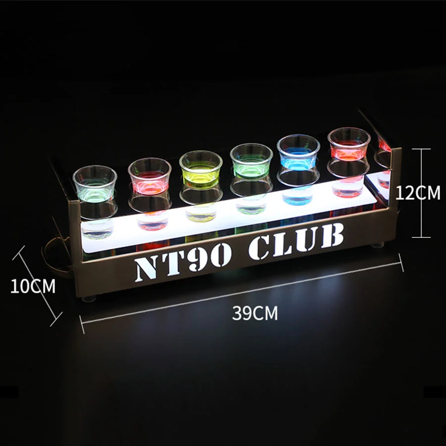 

RGB Rechargeable Acrylic Lighted 6 or 12 Glasses Rack Serving Holder Wine Glass Display Stand LED VIP Shot Glass Service Tray