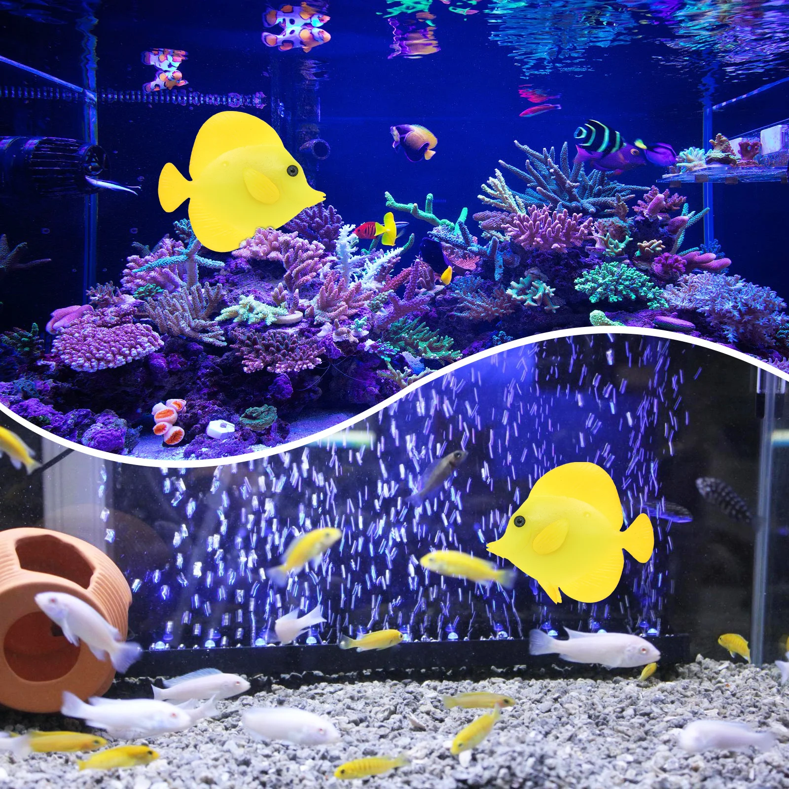 

1pc Night Glowing Simulation Realistic Aquarium Decoration For Fish Tank Luminous Artificial Silicone Fish Aquatic Ornament