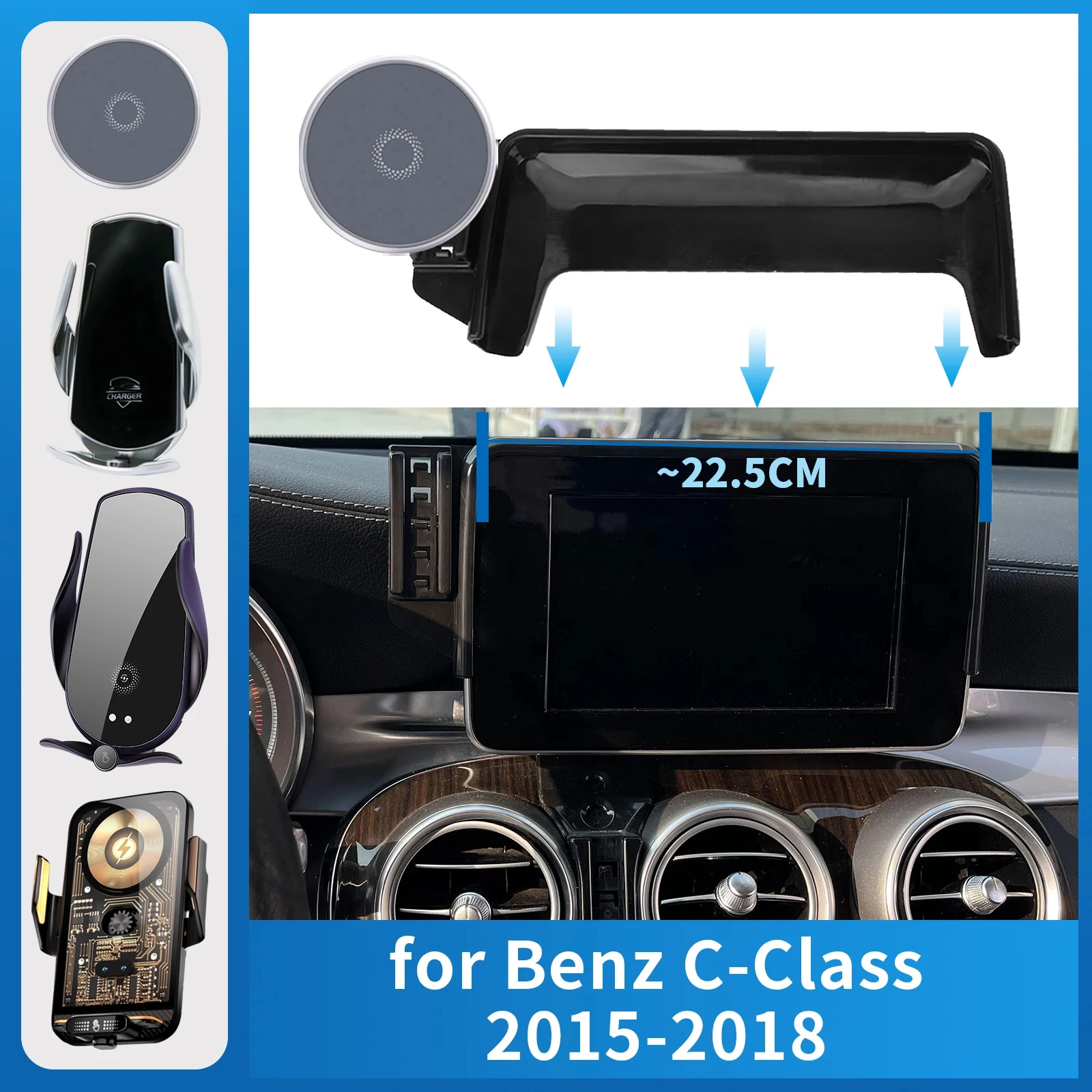 

for Mercedes-Benz C-Class 2015-2018 (7.0in) W205 Car Phone Holder Screen Fixed Navigation Bracket Base Wireless Charging