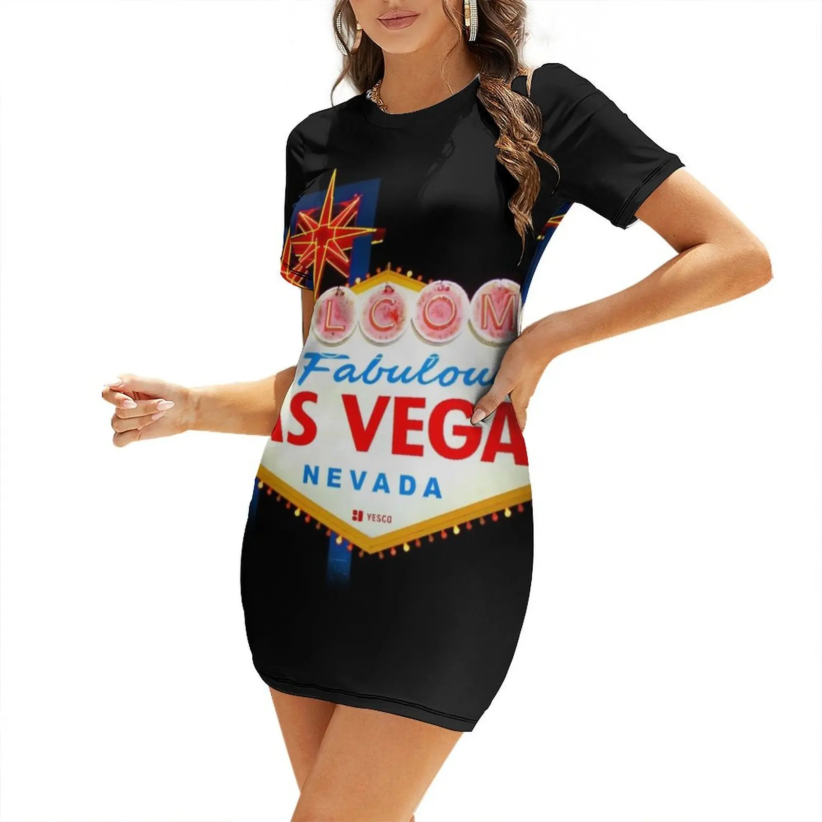 Welcome to Fabulous Las Vegas Short Sleeved Dress Woman dresses clothes Dress