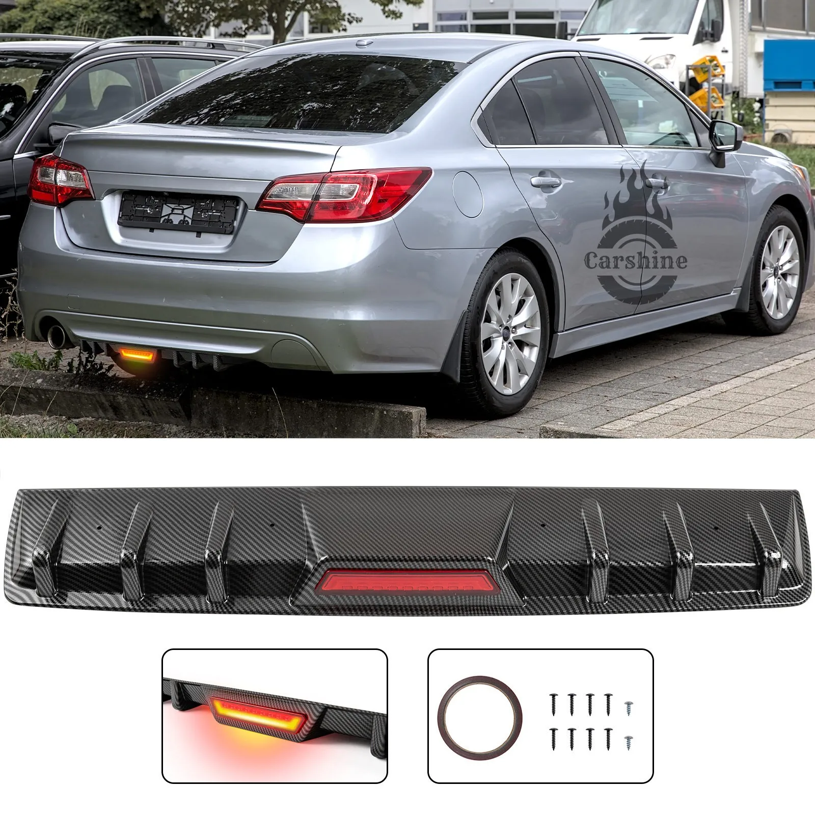 

Rear Bumper Diffuser Splitter Lip W/Led Brake Light For 2015 Subaru Legacy New