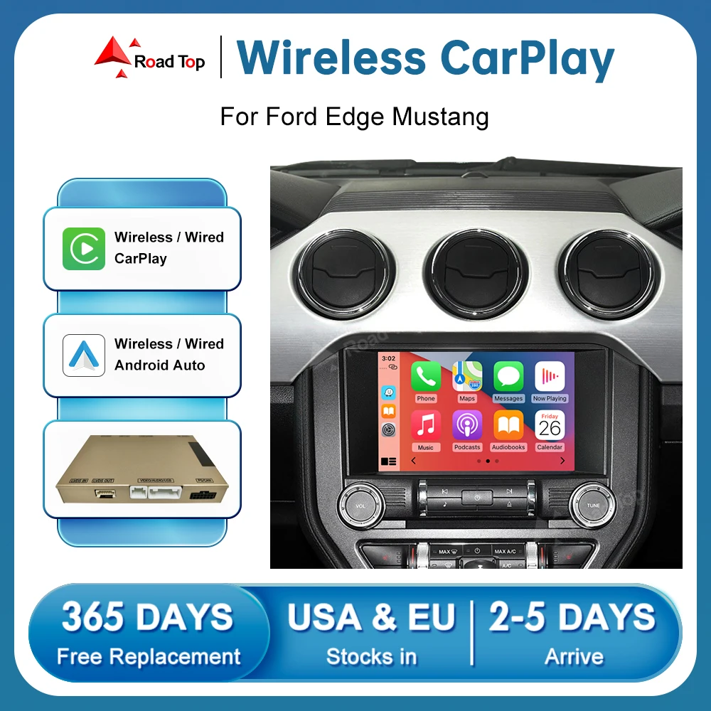 

Road Top Wireless Apple CarPlay Android Auto for Ford Edge Mustang Sync 2 System with Mirror Link AirPlay Car Play Functions