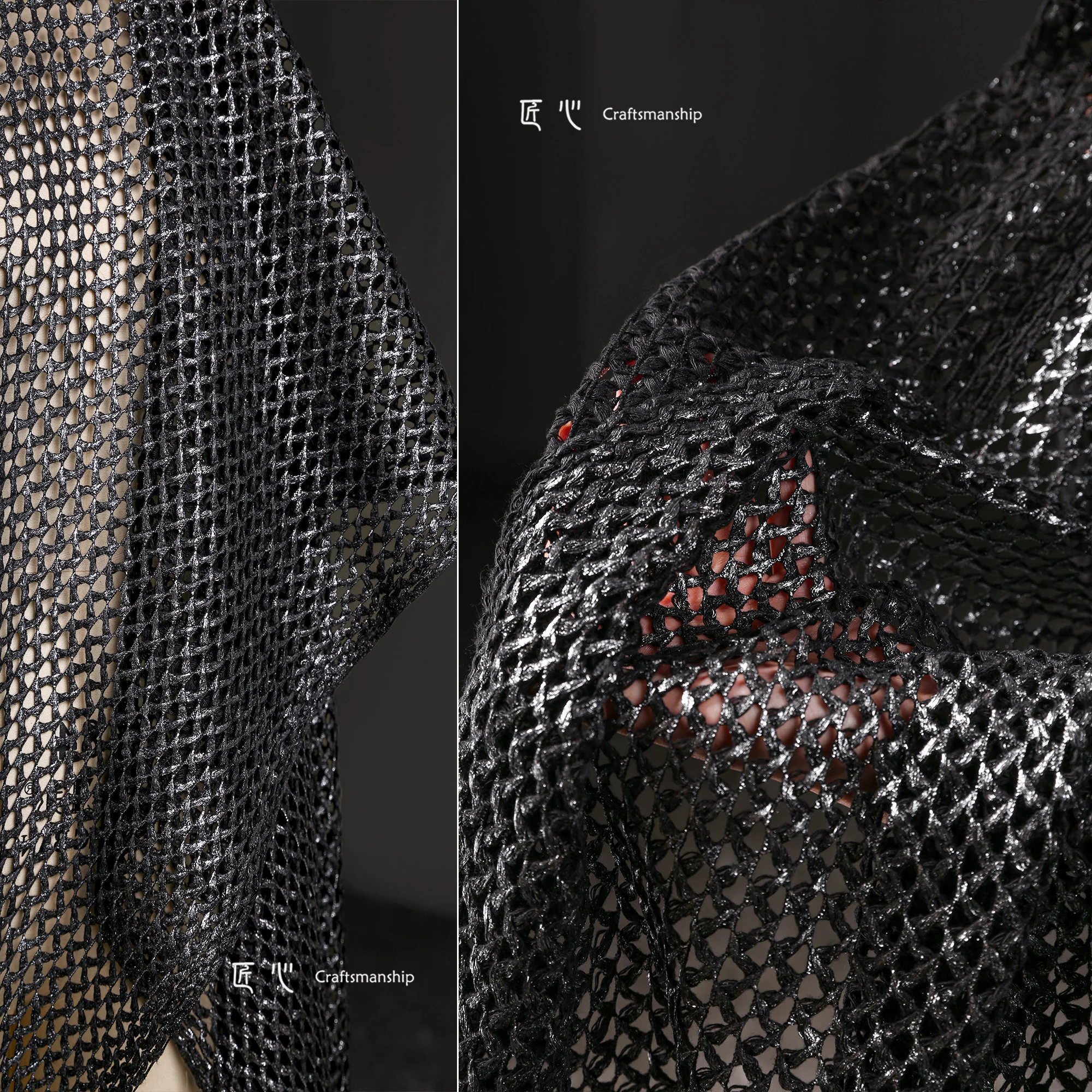 Metal gray interwoven mesh knitted bronzing mesh three-dimensional styling blouse sweater shawl clothing designer fabric