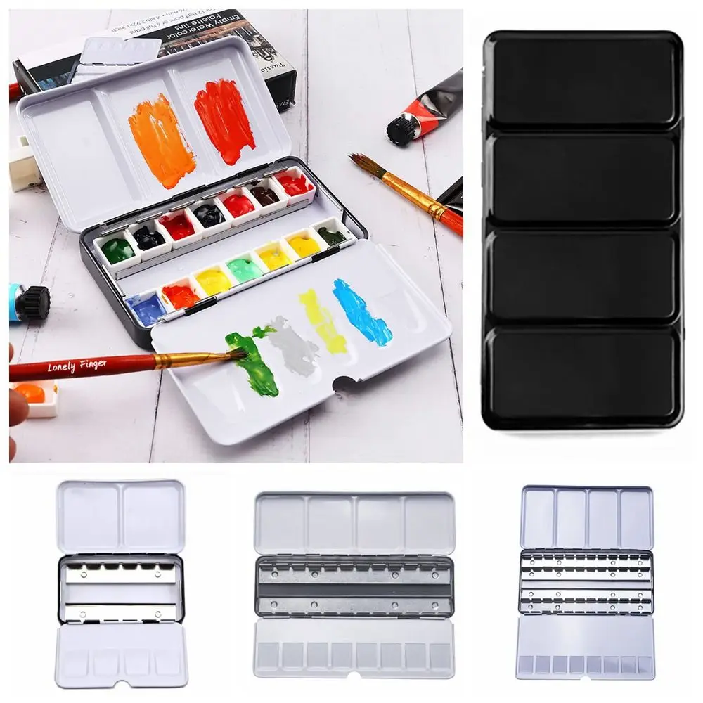 

Portable Drawing Supplies Flip Cover Grids Slots Empty Paint Palette Pigment Box Watercolor Storage Case