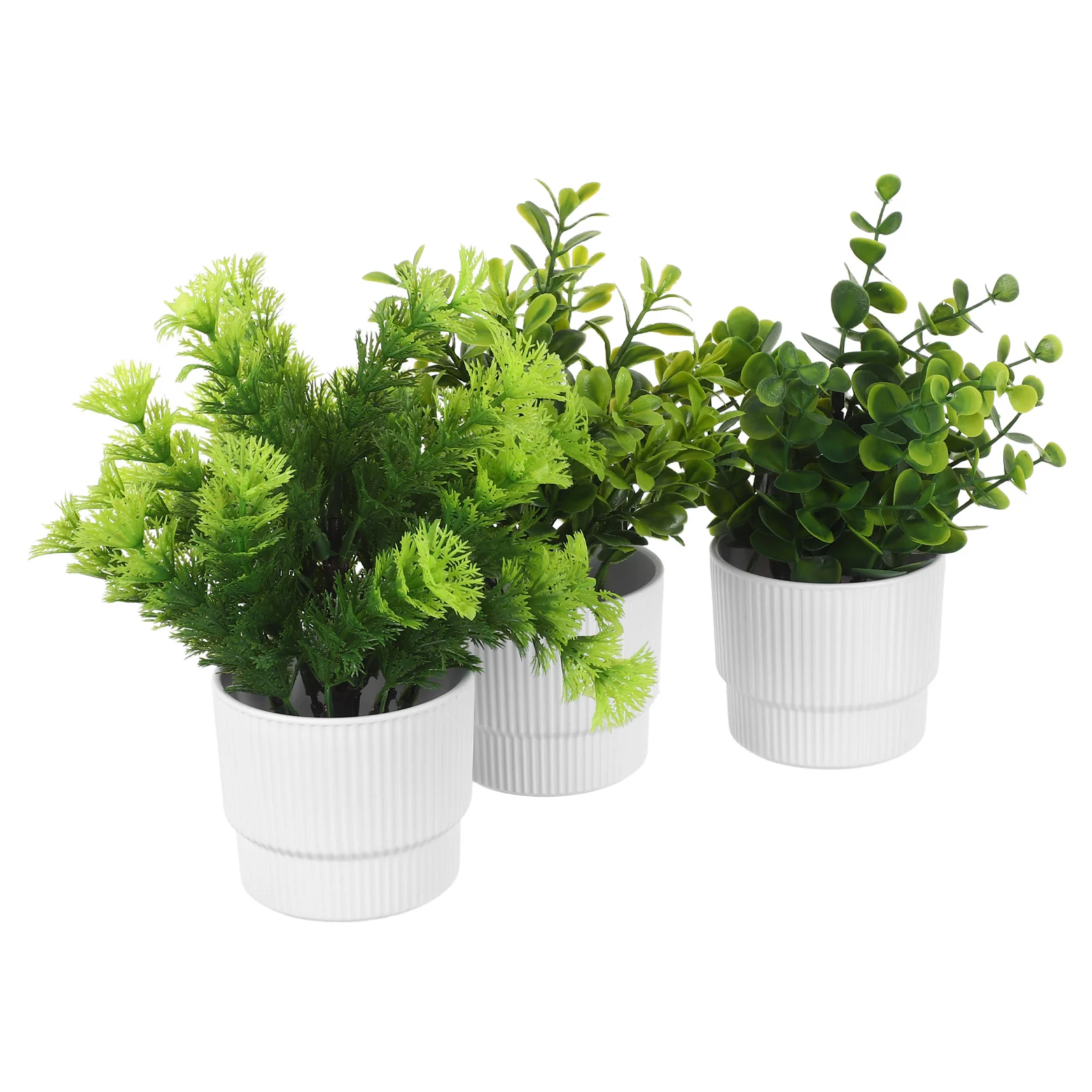 

3pcs Artificial Eucalyptus Potted Plants Realistic Small Fake Plants For Home Office Desk Bathroom Farmhouse Wedding Centerpiece