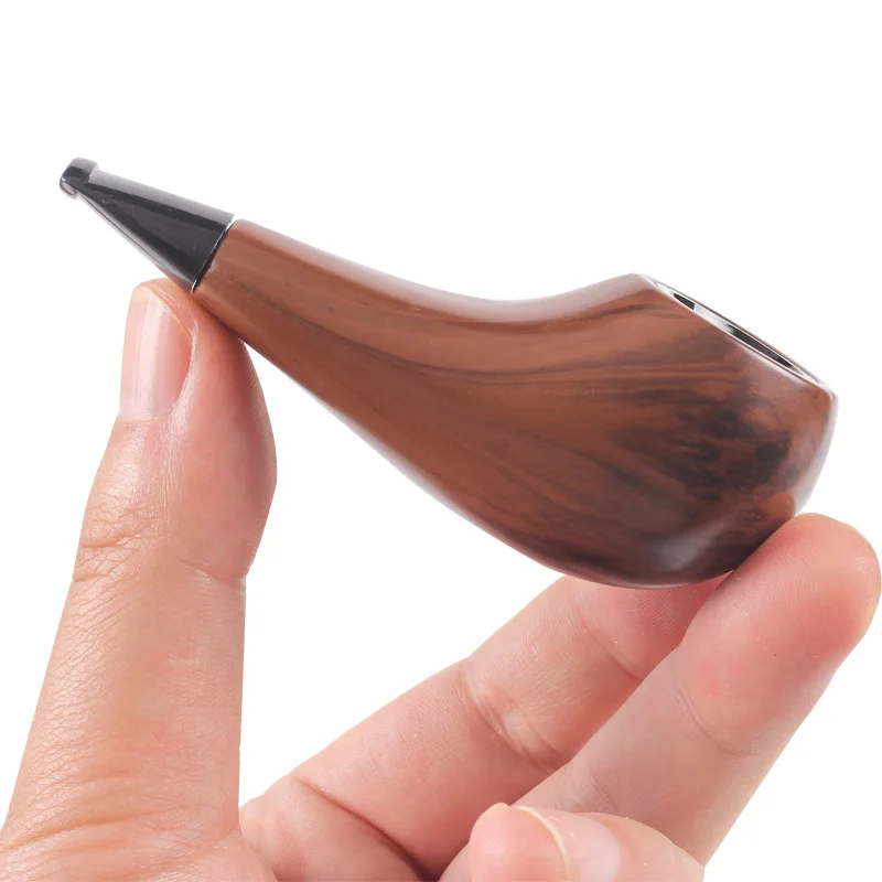 Resin Ebony Wood Tobacco Pipe Retro Bakelite Bending Filter Pipe Potable Handheld Smoking Pipe Cigarette Accessories Men's