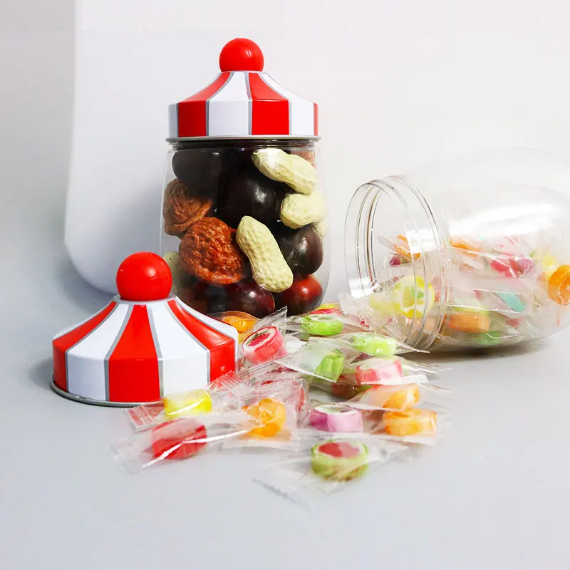 Festive Christmas Storage Jar in Transparent Red with Lid for Storing Nuts and Candies