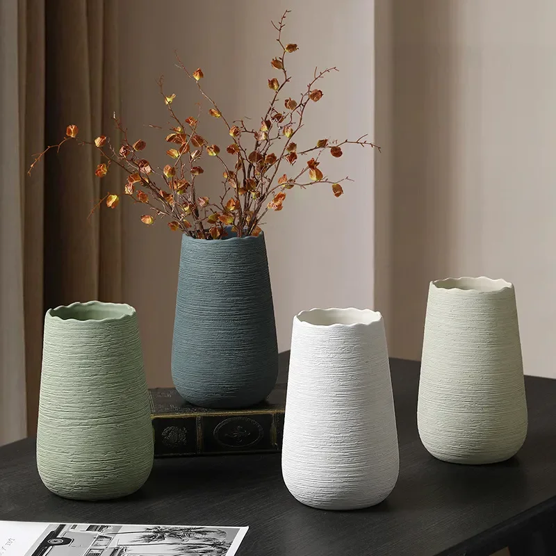 Jingdezhen Ceramic Vase Light Luxury High End Dried Flower Arrangement Chinese Retro Style Ornament for Living Room Dining