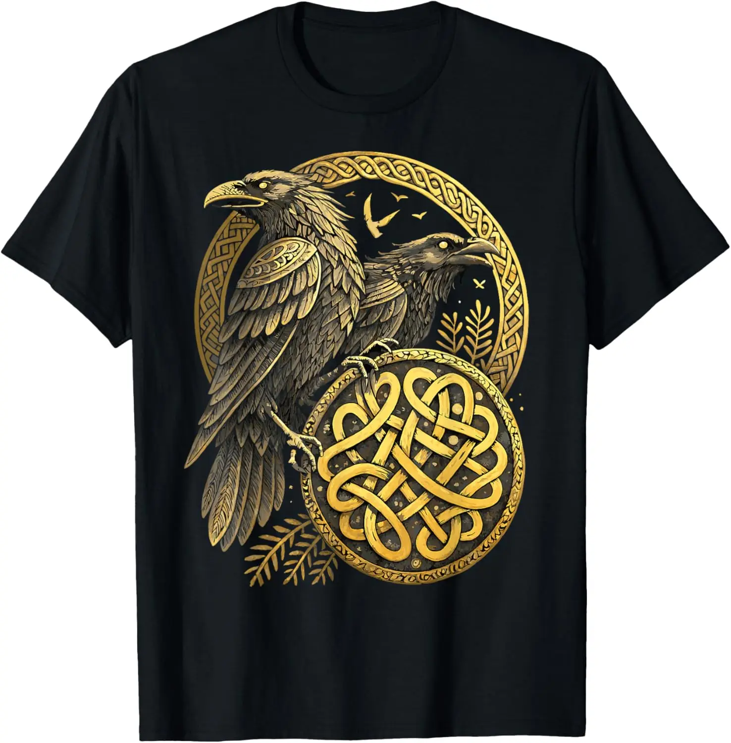 Norse Knotwork Odin's Ravens Huginn & Muninn T-Shirt 100% Cotton O-Neck Short Sleeve Summer Casual Mens T-shirt Streetwear