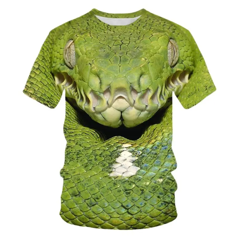 Hip Hop Alternative Fashion 3D Printing Summer Men's Personality Horror Thriller Snake T-Shirt High Quality Short Sleeve Shirt