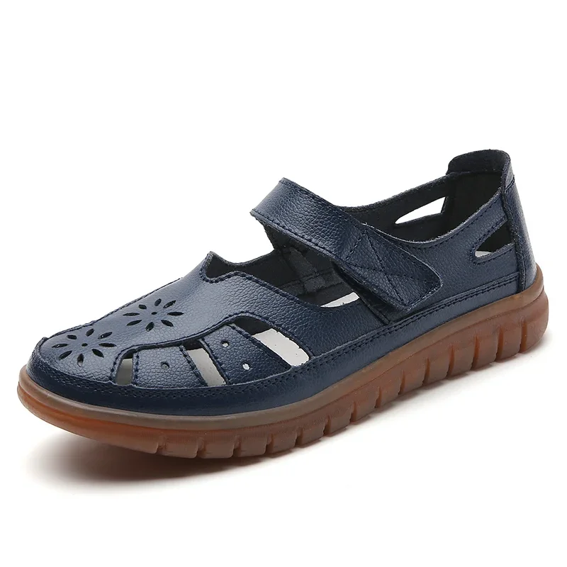 Women Fashion Non-Slip Casual Roman Shoes Ladies Sandals on Sale Off White Shoes Summer Breathable Leather Slippers view 3