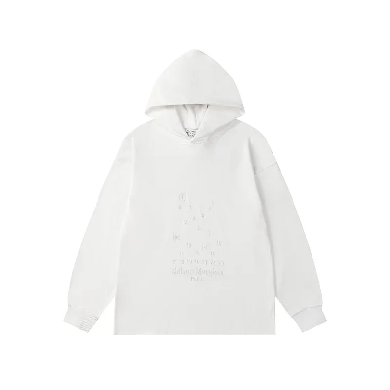 Maison Margiela Embroidered Letter Numbered Simple Couple Hooded Sweatshirt For Men Women Autumn/winter Casual Loose Fit