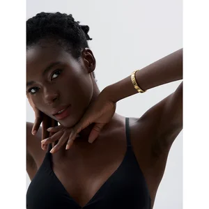 Yhpup 316 aço inoxidável quadrado metal elástico pulseira na moda textura de declaração à prova dwaterproof água pulso jóias presente gala 10 principais vendas fato de gala homem - №10