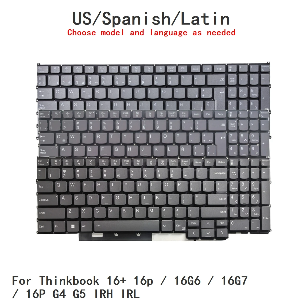 New US Spanish Latin Language  Backlit Keyboard For Lenovo Thinkbook 16+ 16p / 16G6 / 16G7 / 16P G4 G5 IRH IRL