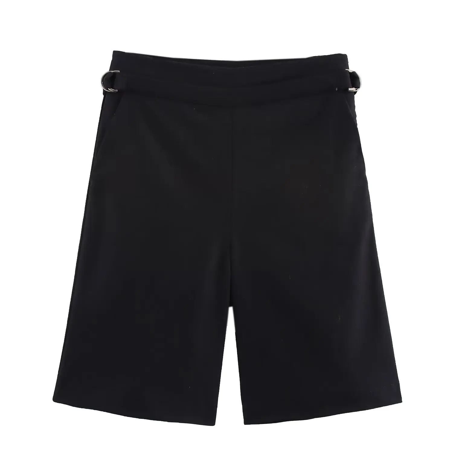 

Taop&Za2025 Women's Mid - length High - waist Shorts with Side Buckle Decor for Casual and Daily Use
