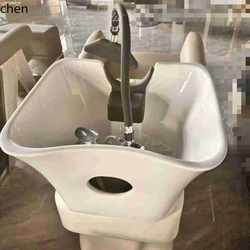 YFY  Semi-Reclining Shampoo Bed Hair Salon Shampoo Bed Hair  Bed Direct Supply Ceramic Basin Simple