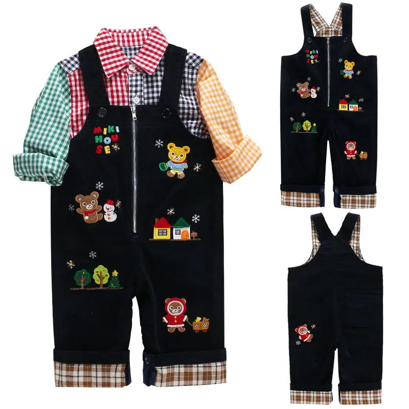 

Children's Overalls Japanese Boys Casual Pant Cartoon Bear Corduroy Pants Korean Kids Winter Clothes Roupa Infantil Pantalones