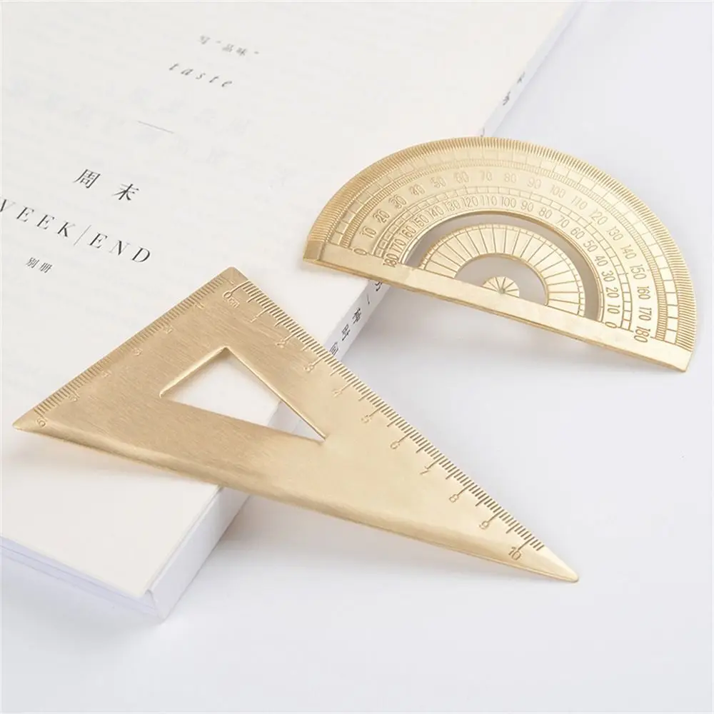 Measuring Tool Creative Drawing Tools Students Painting Vintage Brass Ruler Straight Ruler Metal Ruler Triangle Ruler