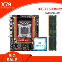 Kllisre X79 Motherboard Kit Combos XEON E5 2650 V2 LGA 2011 CPU 1pcs X 16GB Memory DDR3 1600 ECC RAM