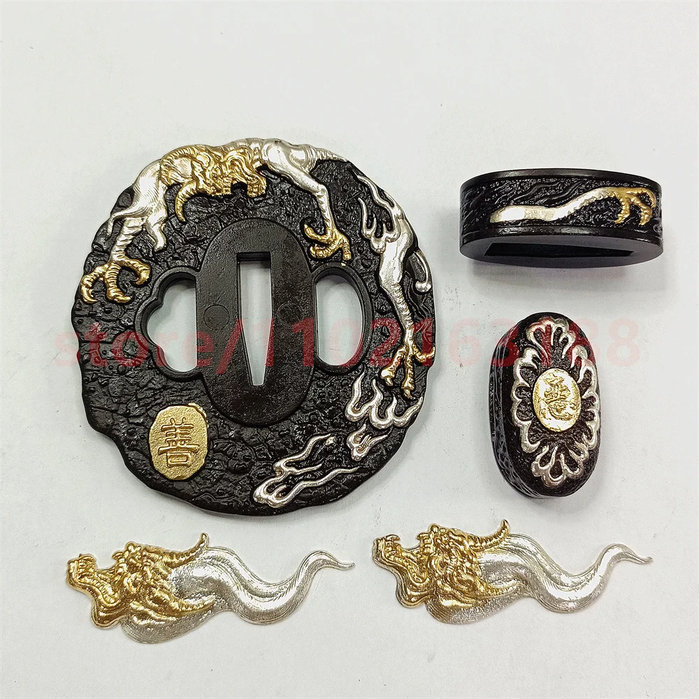 Unbelievable Japanese Sword Parts Brass Guard Tsuba Handguard Copper Fuchi Menuki Kashira Japan Samurai Katana Fitting Accessory