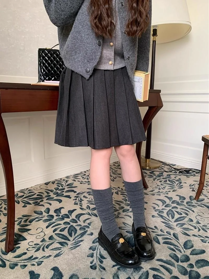 Falda Pada de Lana is PPHOME, Falda de Cintura Alta para Niñas, Serie Miu, Estilo Casual de Invierno