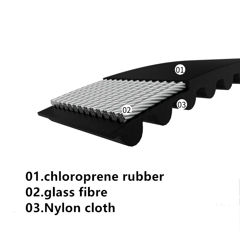 90-3GT~1008-3GT PowerGrip 3GT gebogener Zahnriemen, 3mm Teilung, Neopren-Gummi 3D-Drucker, CNC-Graviermaschine 90mm~1000mm – Detail 2