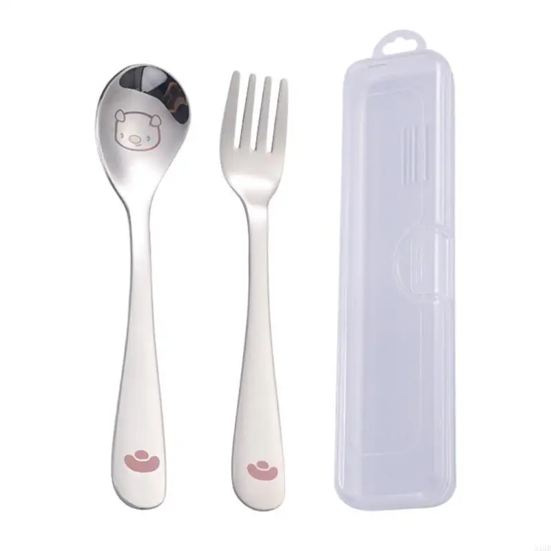 

Baby Cutlery Self-Feeding Spoon & Fork Set Toddler Multipurpose Feeding Spoon Children Dinnerware
