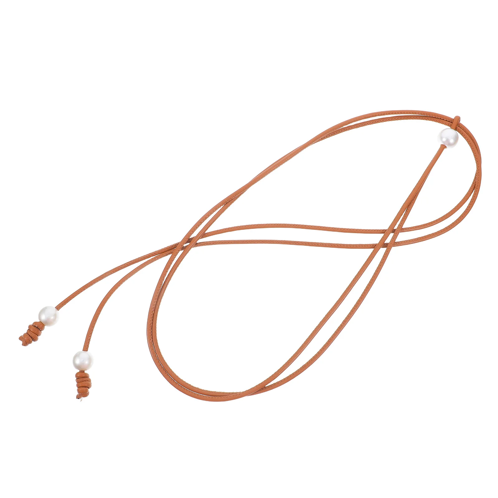 

Pearl Waist Rope Adjustable Thin Fake PU Belt Women Waistband Boho Chain Dress Belt Rope Waistband for Summer Dresses