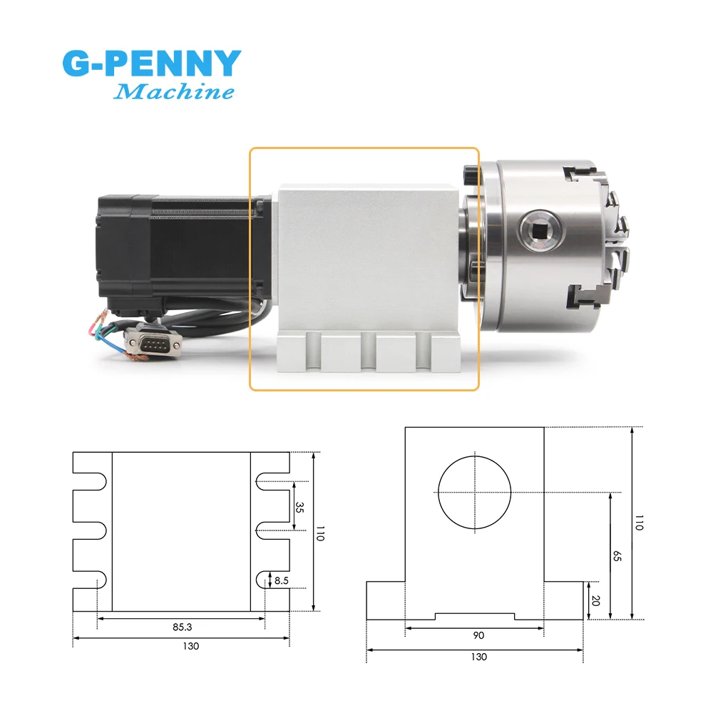 Imagem -05 - Kit de Motor Deslizante Cnc Eixo Harmônico ° Mandíbula Eixo de Rotação Eixo a Nema23 2.2n.m Hbs57 100 mm