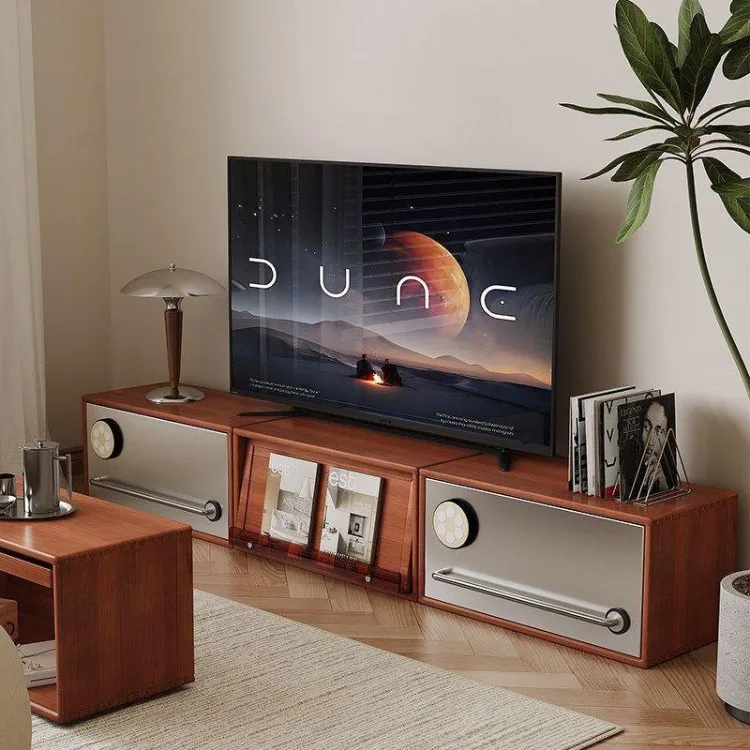 Module combination cabinet TV cabinet Small apartment medium-ancient boxwood solid wood free storage cabinet