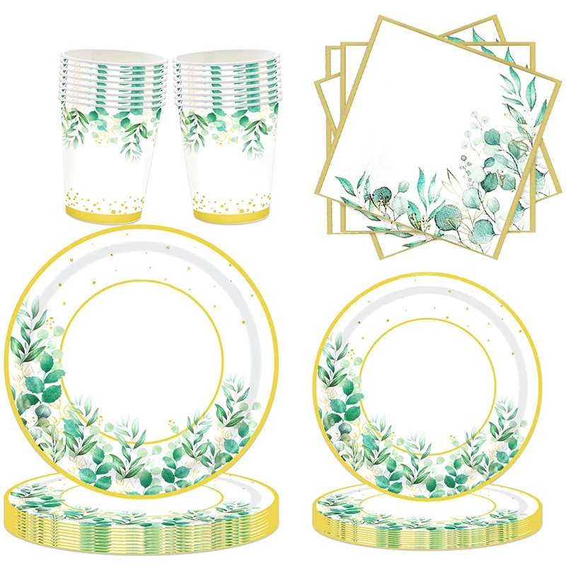 

Green Paper Plates Set For 24 People As Shown Decoration Set For Birthday Party Supplies,Wedding