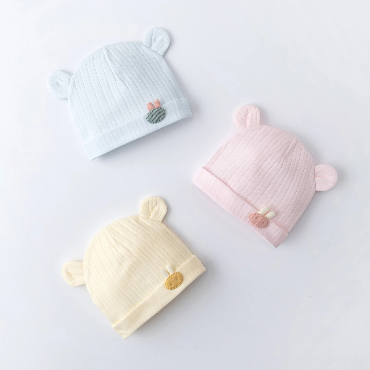 

Cute Cartoon Newborn Fetal Hat Soft Cotton Infant Beanie 0-3Month Kids Spring Autumn Pullover Cap Cartoon Bear Baby Skullcaps