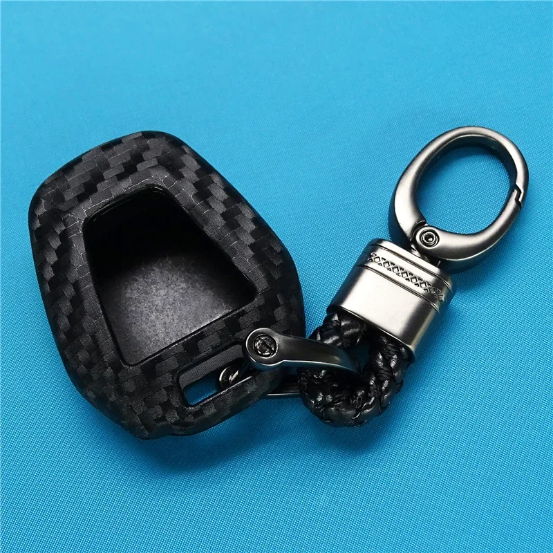 For Isuzu DMAX D-MAX Mu-x 2.5 2 Buttons Ignition Car Key Case Carbon Fiber Silicone Remote Fob Car Black Cover KeyChain