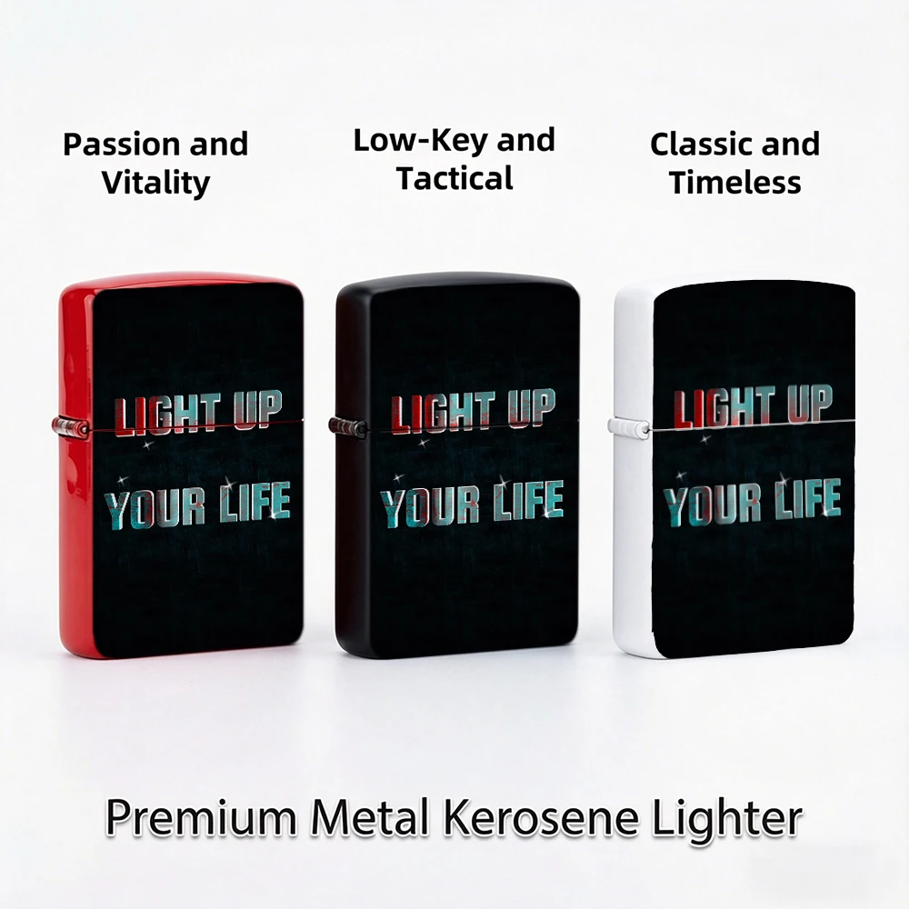 Vintage Flip Top Lighter lighters vintage Light Up Your Life Text Quote Print lighters for smokers For Collectible Daily Carry