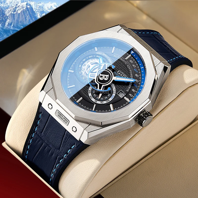 BONEST GATTI Automatic Mechanical Watch Men's King Speed Series German Waterproof Genuine Leather Strap Men's Luxury Watches view 4