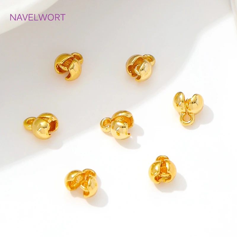 18K Gold Plated Brass Crimp Beads Clamping Beads,End Caps For Jewelry,For DIY Jewelry Making Accessories,Caps For Bracelet image 6
