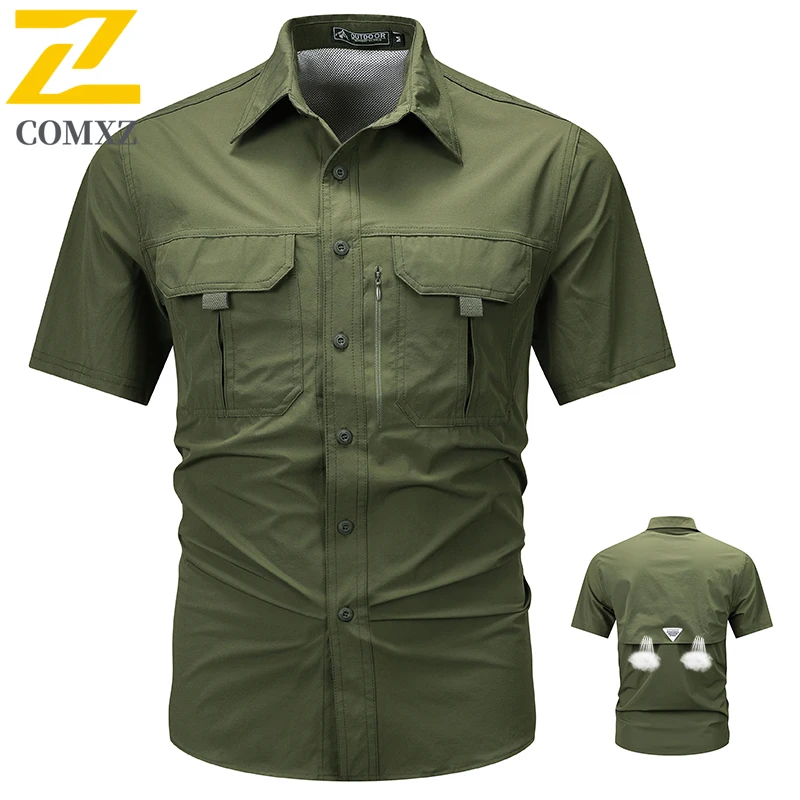Summer Sunscreen Shirt Men's Casual Mesh Breathable Ice Silk Short Sleeve Shirts Outdoor Fishing Camping Single Breasted Coat