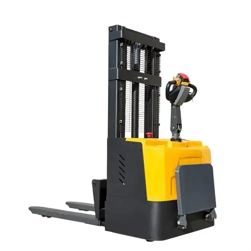 

YULI 1.5 TON Semi Electric Self Load Lifting Pallet Stacker Forklift Standing Style