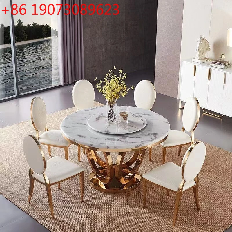 

Luxury Marble Dining Table and Chairs Home Living Room Round Dining Table Wedding Banquet Round Table