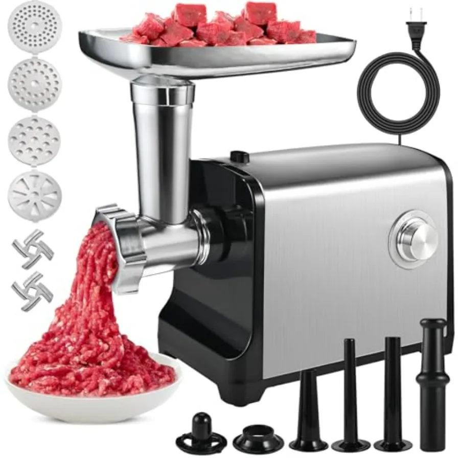 

Electric Meat Grinder, [3200W Max] Meat Grinder Heavy Duty for Home Use, Sausage Stuffer with 2 Blades, 4 Grinding Plates, 3 Sau