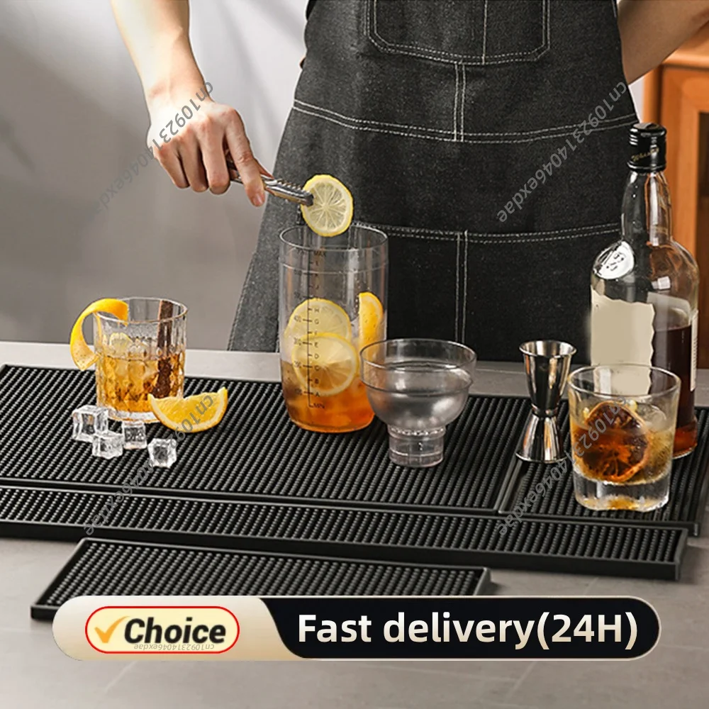 Non-Slip PVC Bar Mat Drainer Pad Durable Rubber Drip Mat For Bar Counter Coffee Table Kitchenware Bartending Accessory