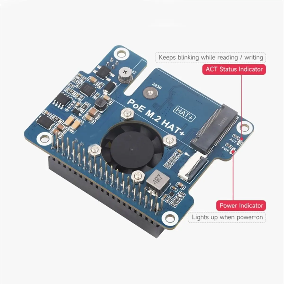 2026 New PCIe to M.2 Adapter with PoE Function for 5 POE HAT M.2 HAT+ Supports NVMe