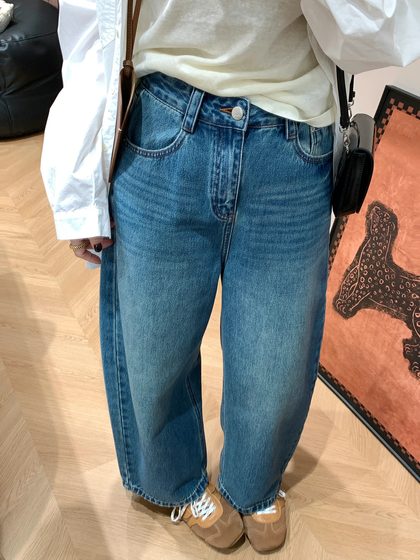 

Spring Summer New Waed Nine-Piece Knife Jeans Women Loose Slim Hiding Hip Casual andmother Pants Trendy Cotton Denim